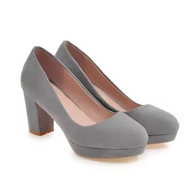 New Fashion Style 7.5CM Heels Women Pumps Shallow Ladies Platform Shoes Round Toe Square Heels Women Wedding Shoes