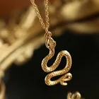 Snake Pendant Necklace Hot Selling 18K Gold Plated Simple Retro Snake Shape Pendant Necklace