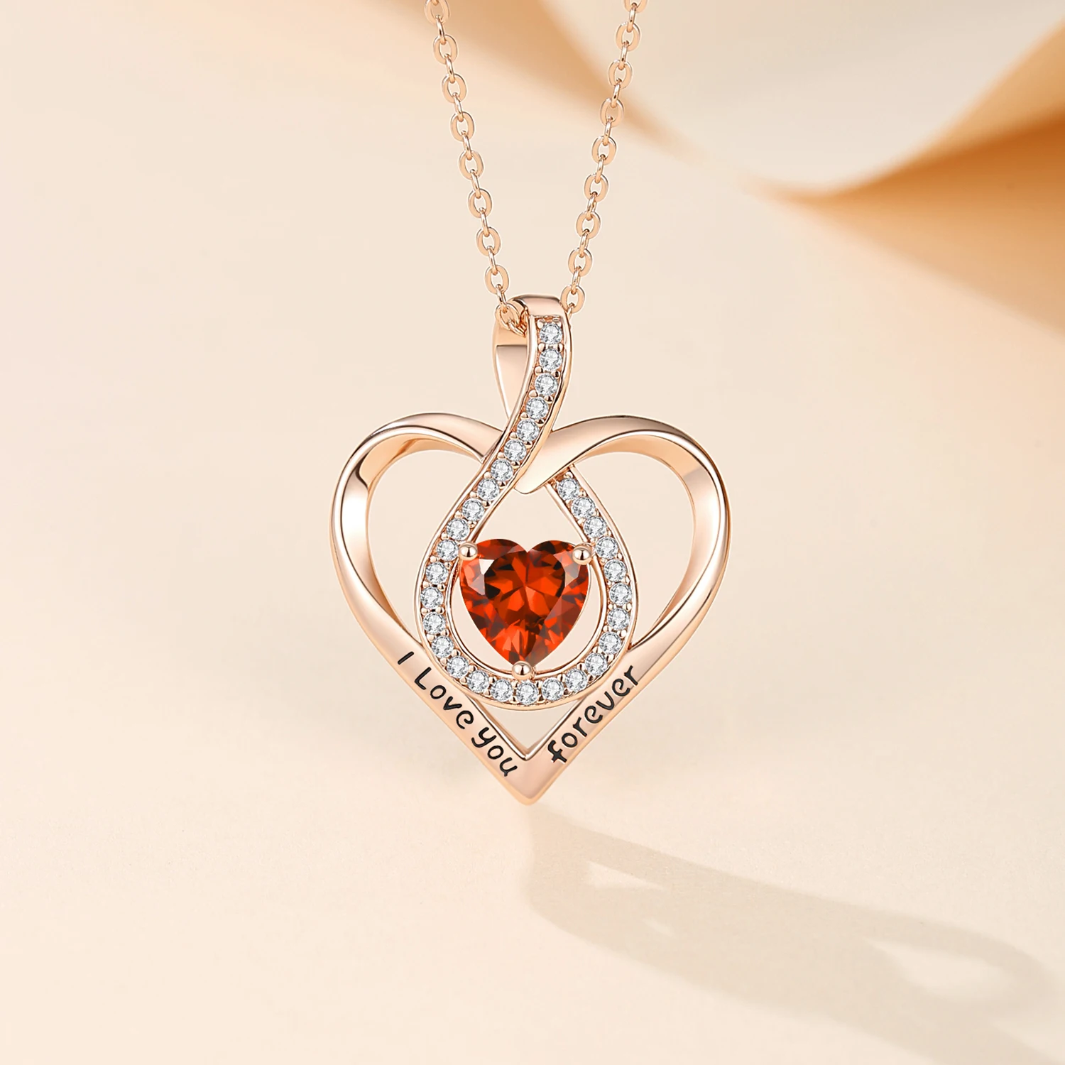 CDE YN1170 Fine Jewelry 925 Sterling Silver Birthstone Necklace Flower & Heart-Shaped 5A Zirconia Heart Necklace DIY 2023