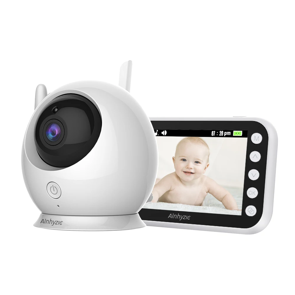 PTZ Smart Camera Baby Monitor With 1080P HD Long Range Remote Musical Night Vision 5inch Monitoring Baby Camera