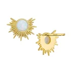 Opal Gemnel Custom 14k Gold Plated Jewelry Opal Sunburst Stud Earrings For Women