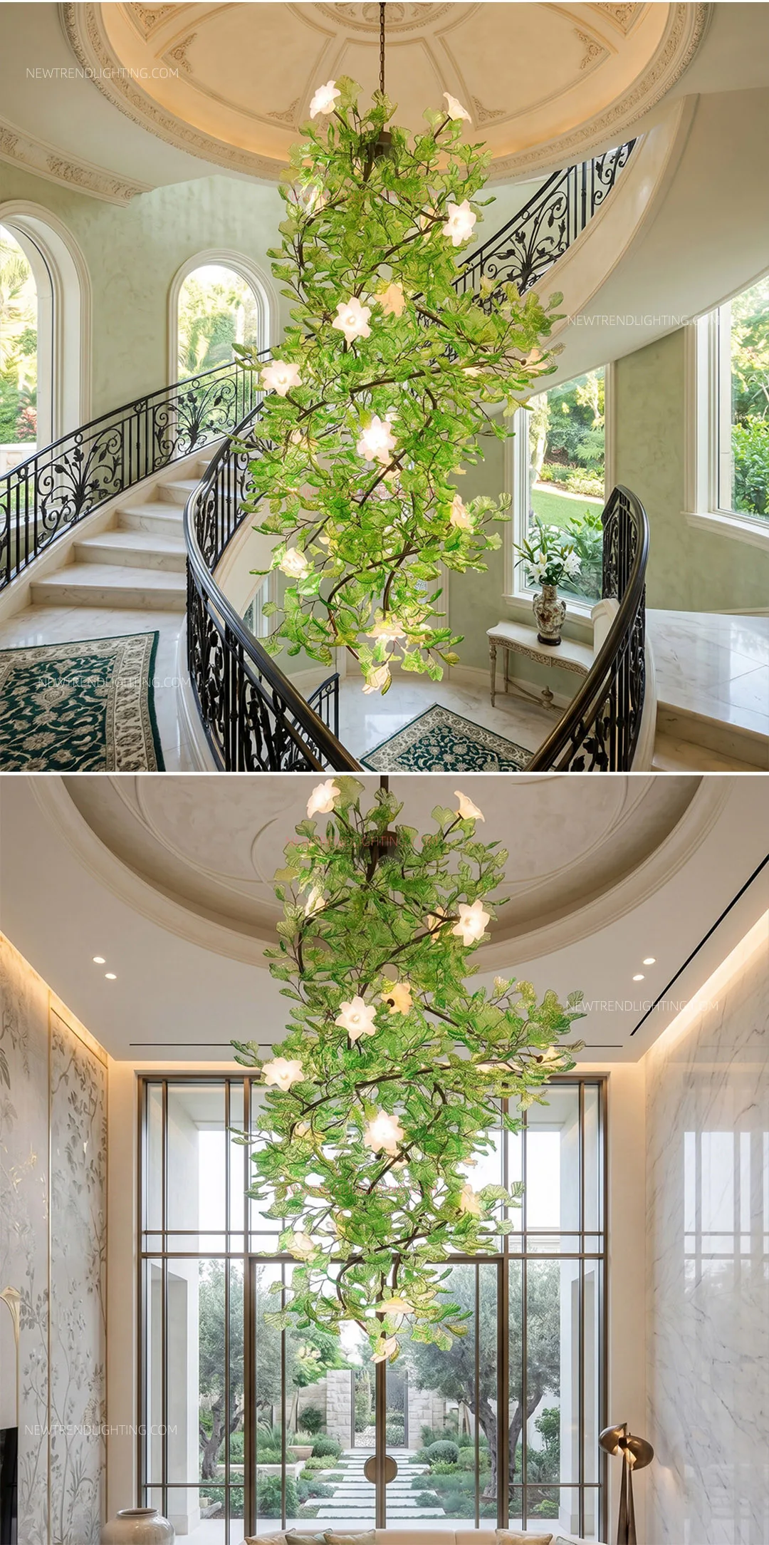 cpl 511 custom organic shape glass chandelier luxury cascading led staircase lighting manufacturer for high end villas-2