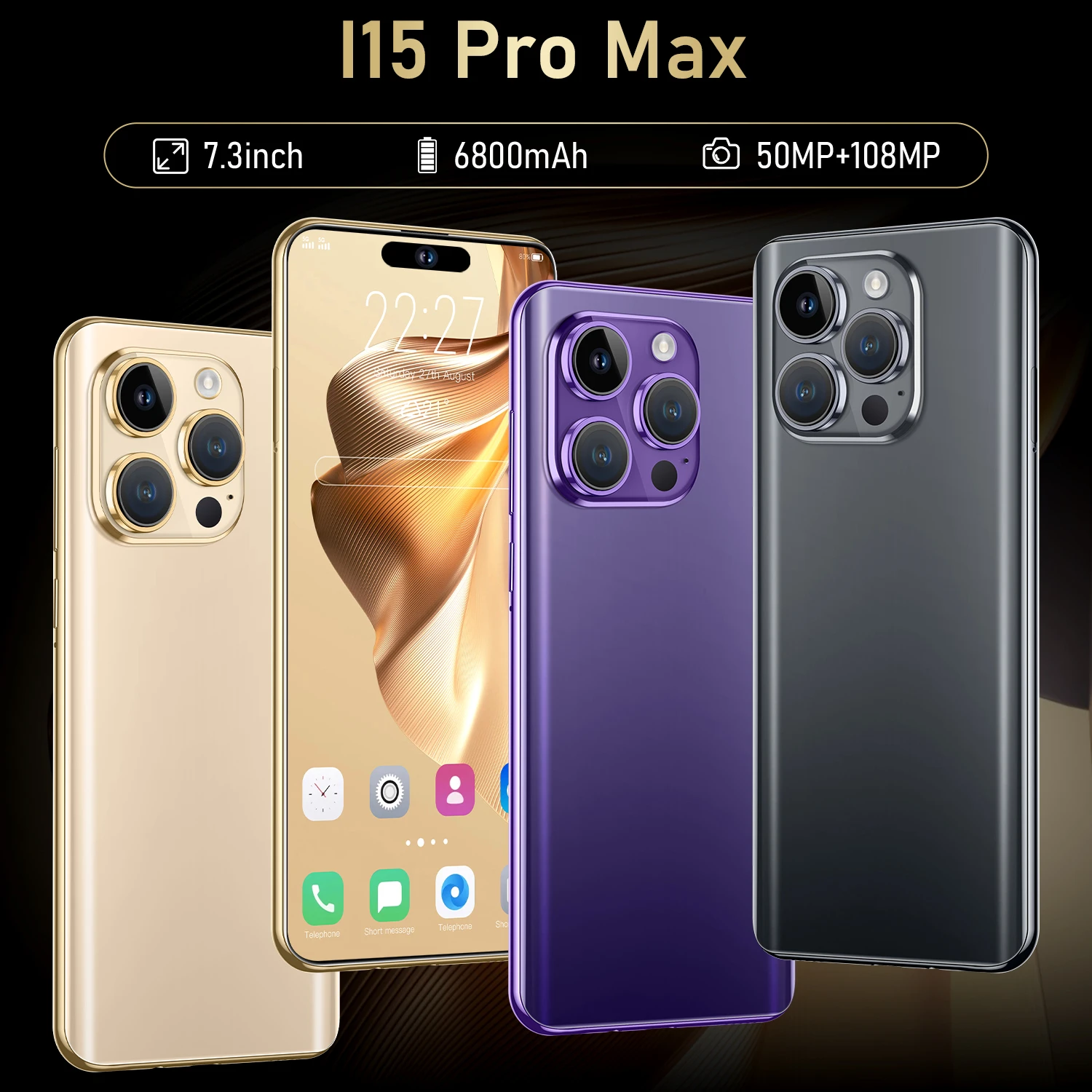 VVIEER Teléfono Inteligente 5G Libre Libre I15 Pro MAX Versión