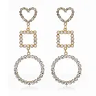 Design Crystal Earrings Minimalist Design Hypoallergenic Long Geometric Pearl And Crystal Pendant Earrings