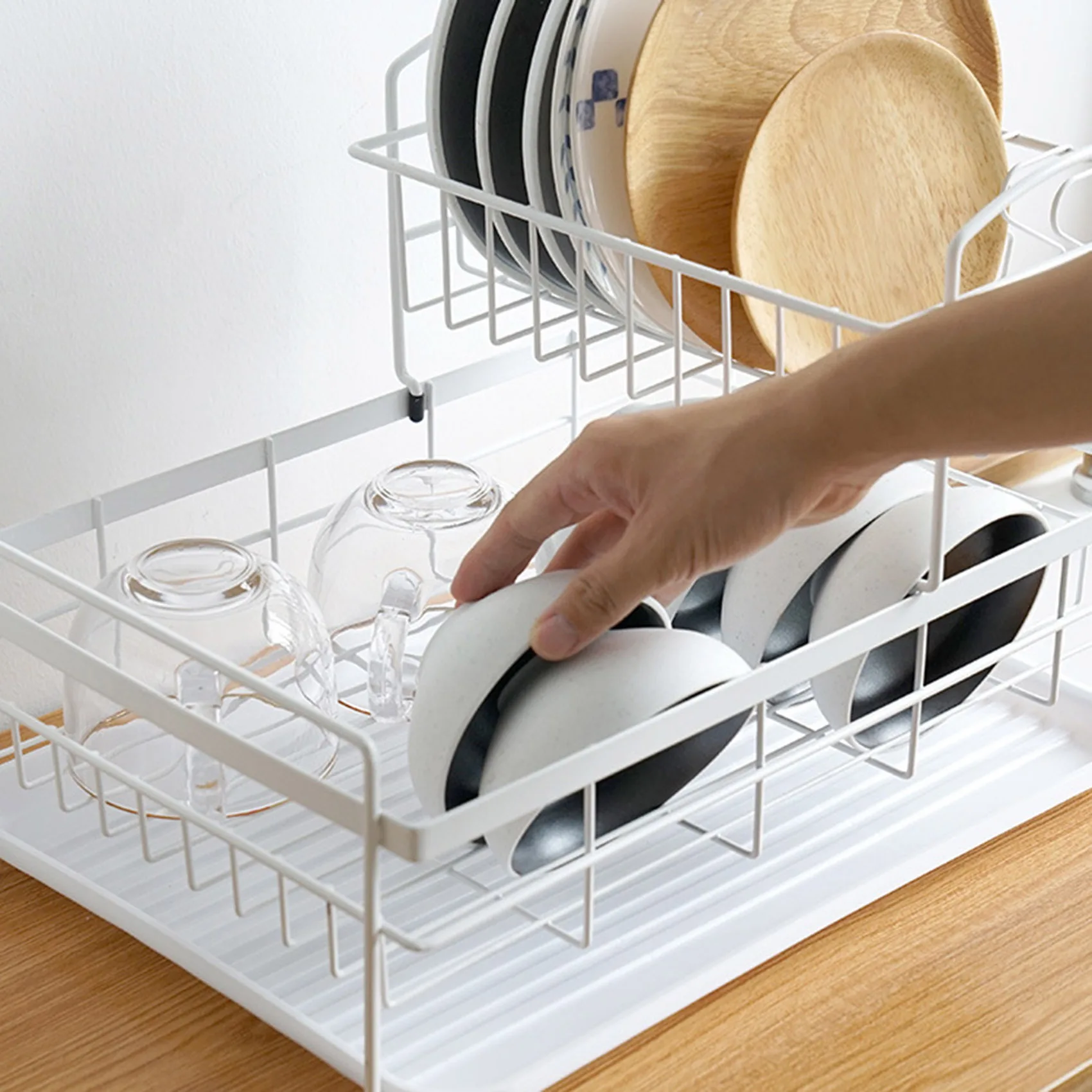 2023 new design hot sell Kitchen accessories storage holders dish drying rack drain basket Metal dish racks