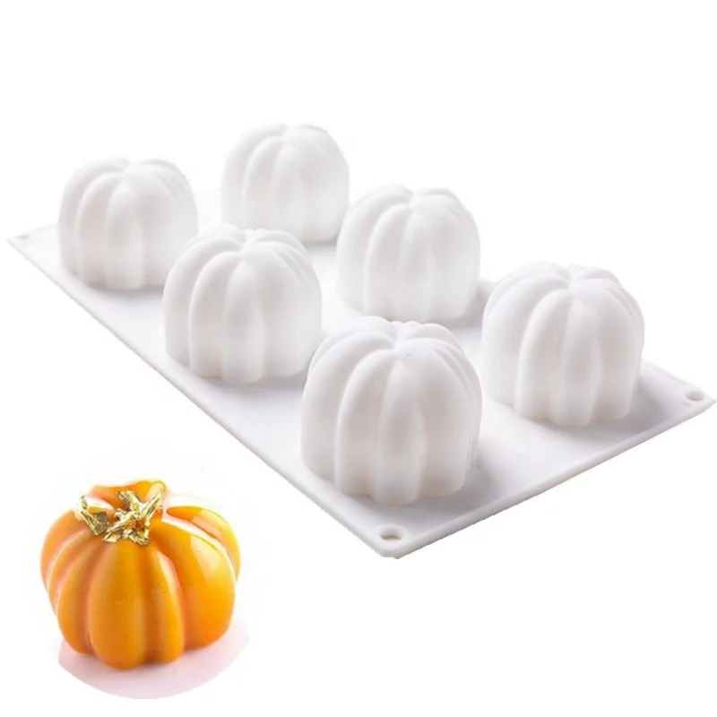 Best Price 6 Holes Halloween Pumpkin Silicone Cake Baking Mold Cake Pan Moldes de Resina Biscuit Chocolate Ice Cube Tray