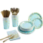 Party Supplies Party Set Blue Gold Party Supplies Party Tableware Set
