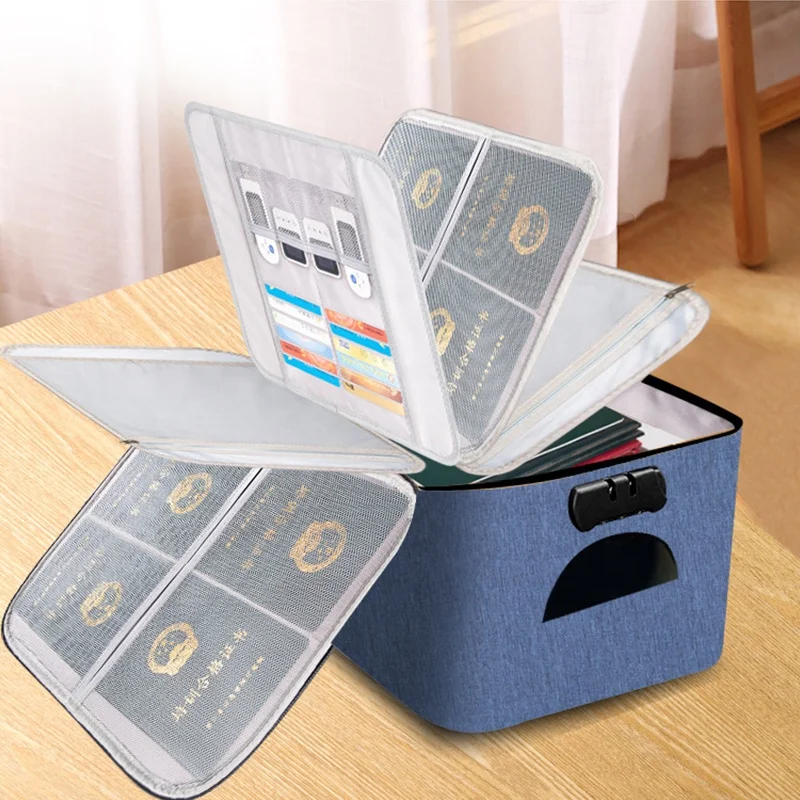 Fabric 5 Layers Compartment Bag with Zipper lock Safe Dust Water Proof Document Organizer Bag with Handle