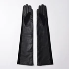 Leather Gloves Women 50cm Extra Long Personality Moto Leather Gloves Winter Women Long Leather Gloves