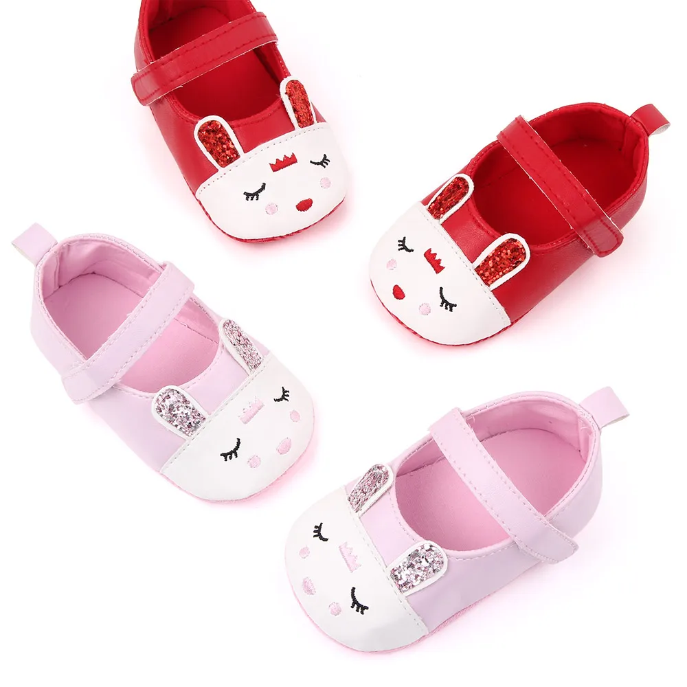 Cartoon Rabbit PU Leather Shallow Mouth Baby Girls Princess Shoes Soft Soled Toddler Shoes supplier