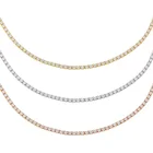 Necklace Trending 18K Gold Plated Stainless Steel Thin Set CZ Stone Choker Layered Trio Necklace Female Jewelry