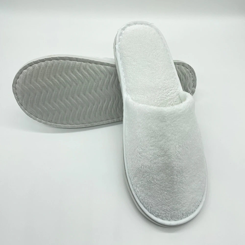 terry cloth slippers one size fit all bathroom hotel guest washable hotel slippers with logo