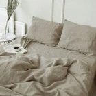 Stone Bed Sheets Bed Set Pure Linen Bedding Set 170 Gsm Stone Washed Bed Sheet Set