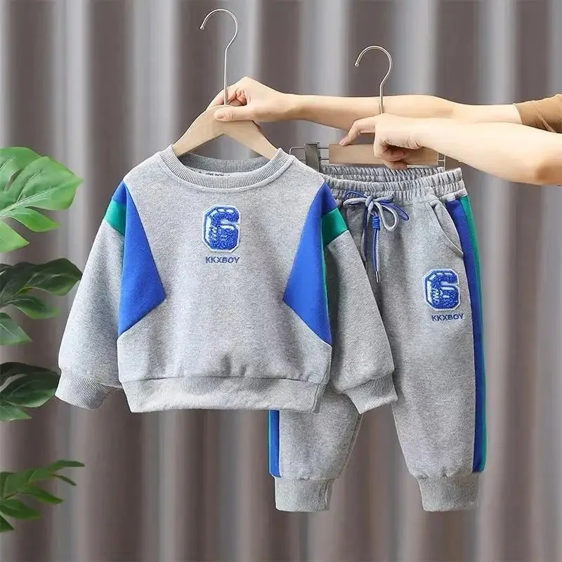 Boys' spring and autumn suits star girls' children's clothes Spring and autumn children's baby hoodie two-piece set