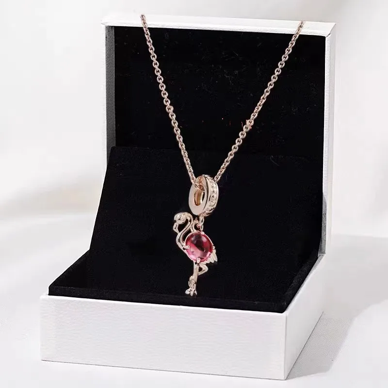S925 Silver Rose Gold Flamingo Pendant 