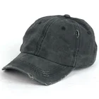 Wholesale Black Blank Hat Wholesale Embroidered Black Washed Cotton Blank Ponytail Dad Hat