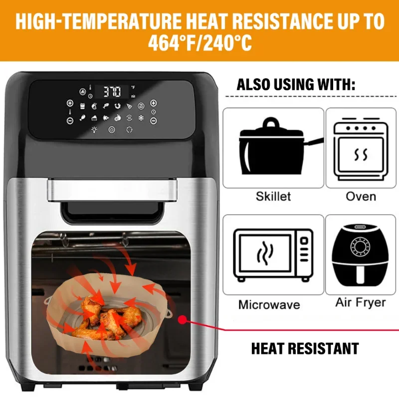 product reusable silicone baking tray air fryer pan liner non stick food grade round square basket heat resistant eco friendly washable-4
