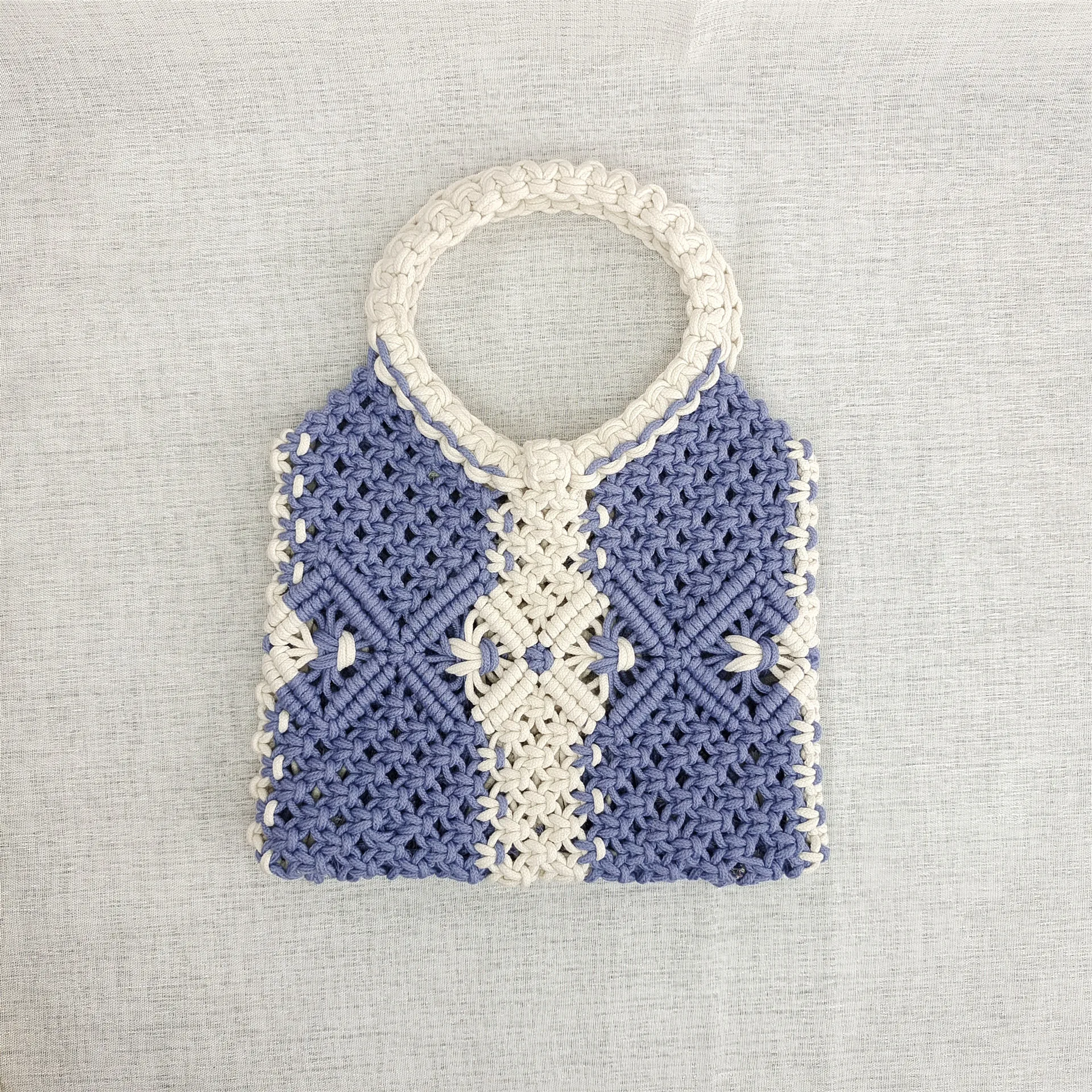 Women Girls Handmade Crochet Cotton High fashion Hand Bag Tote Eco friendly Bag straw rattan bag wholesale