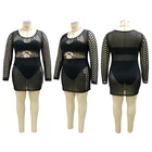 Club Plus Size Black Silk Temptation Hollow Out Dresses Mesh Translucence Sexy Night Club Party Outfit Girl Dress