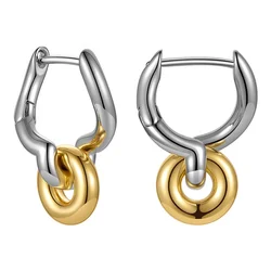 High Quality 18K Gold Plated Brass Jewelry Mixed Color Simple Accessories Hoop Earrings E211296