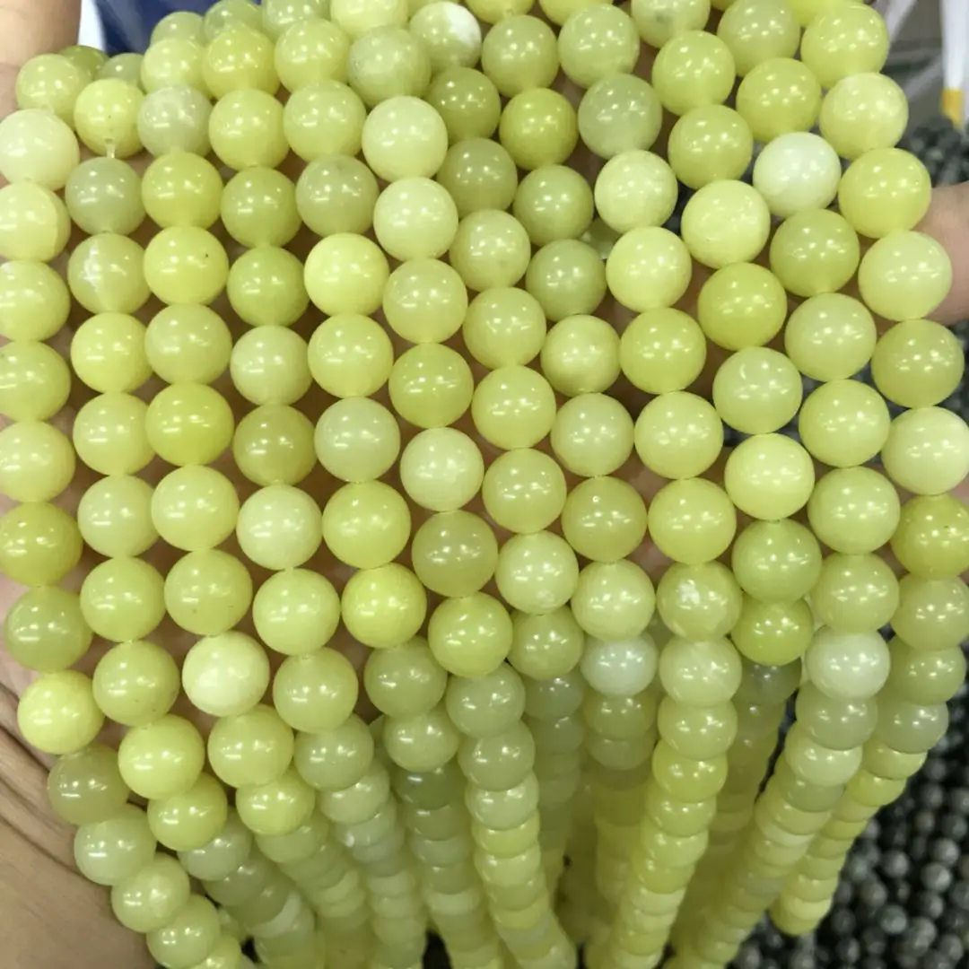 10毫米圆形天然柠檬玉松散宝石珠子