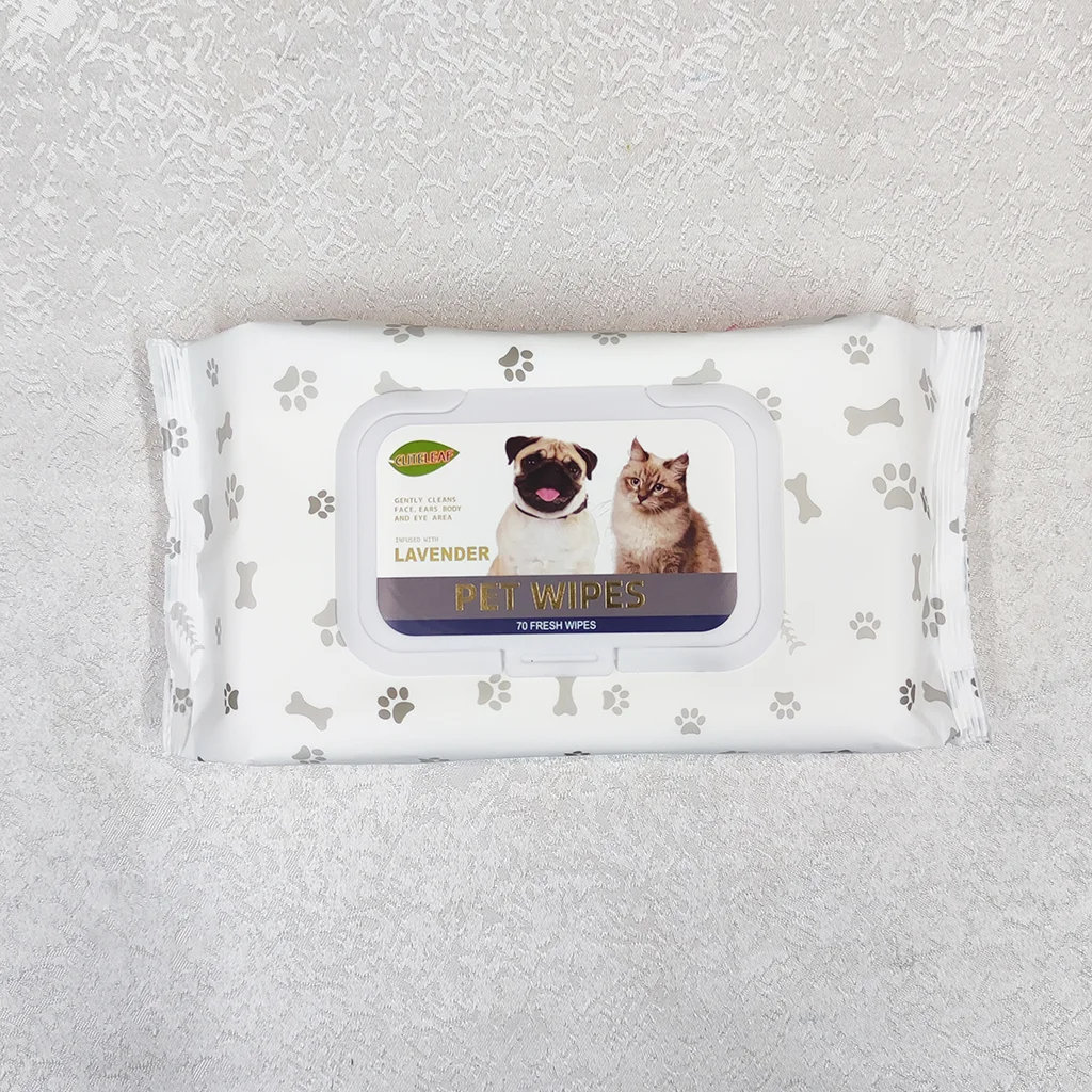 Hot Sell 70pcs Bags OEM  Disposable Pet Wipes Organic Wet wipes Natural Non-woven Pet Wet Wipes