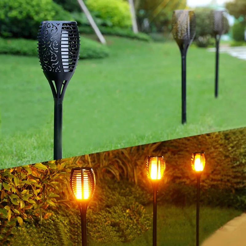 Outdoor Waterproof 96 LED Dancing Landscape Decoration Solar Flickering Flame Garden Light Solar Flame Torch