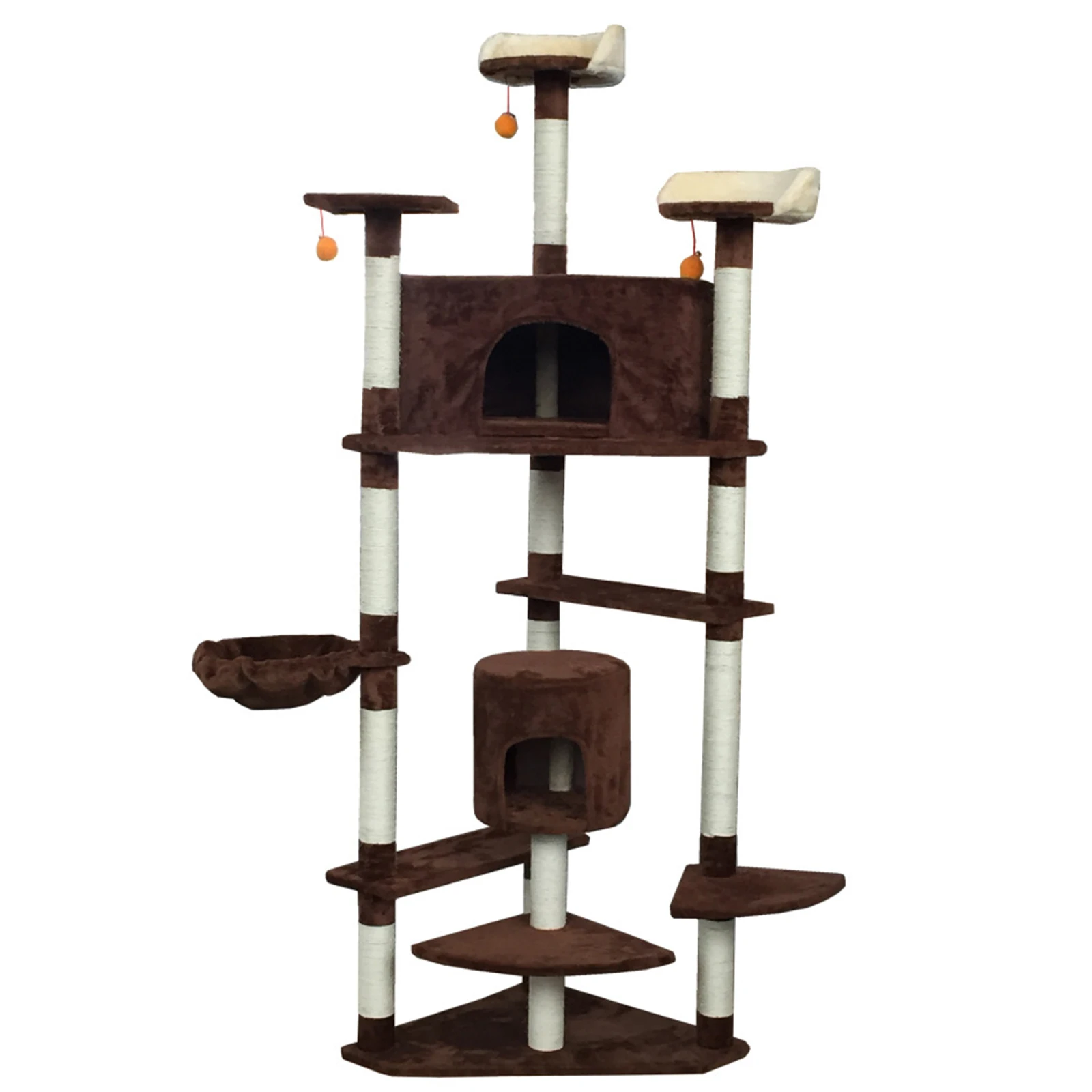 Wholesale Custom Cat Tree House with Scratching Indoor Cat Furniture Kittens Cat Tower with Soft Plush Perch Scratcher Posts