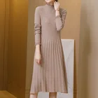 Winter Dress Custom Winter Autumn Knitted Long Dress Wool Cashmere Knit Sweater Dress For Women