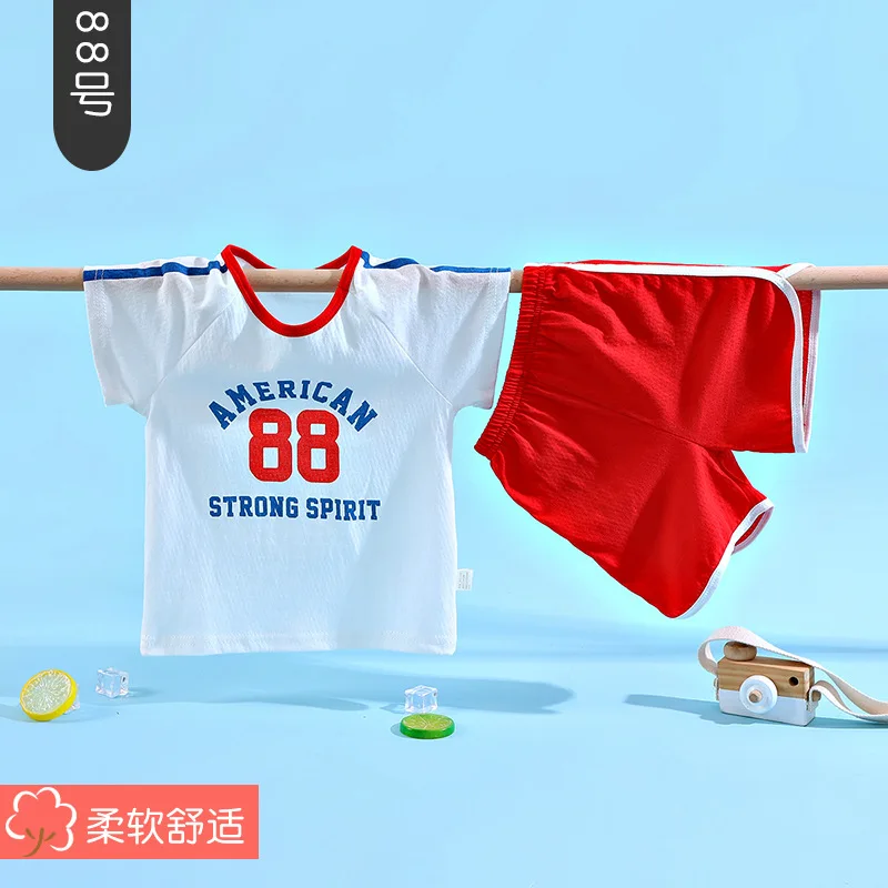 Girls Short sleeve T-shirt Cotton Baby Boys Summer Children Clothes Two-piece Kids Clothing Set Cartoon