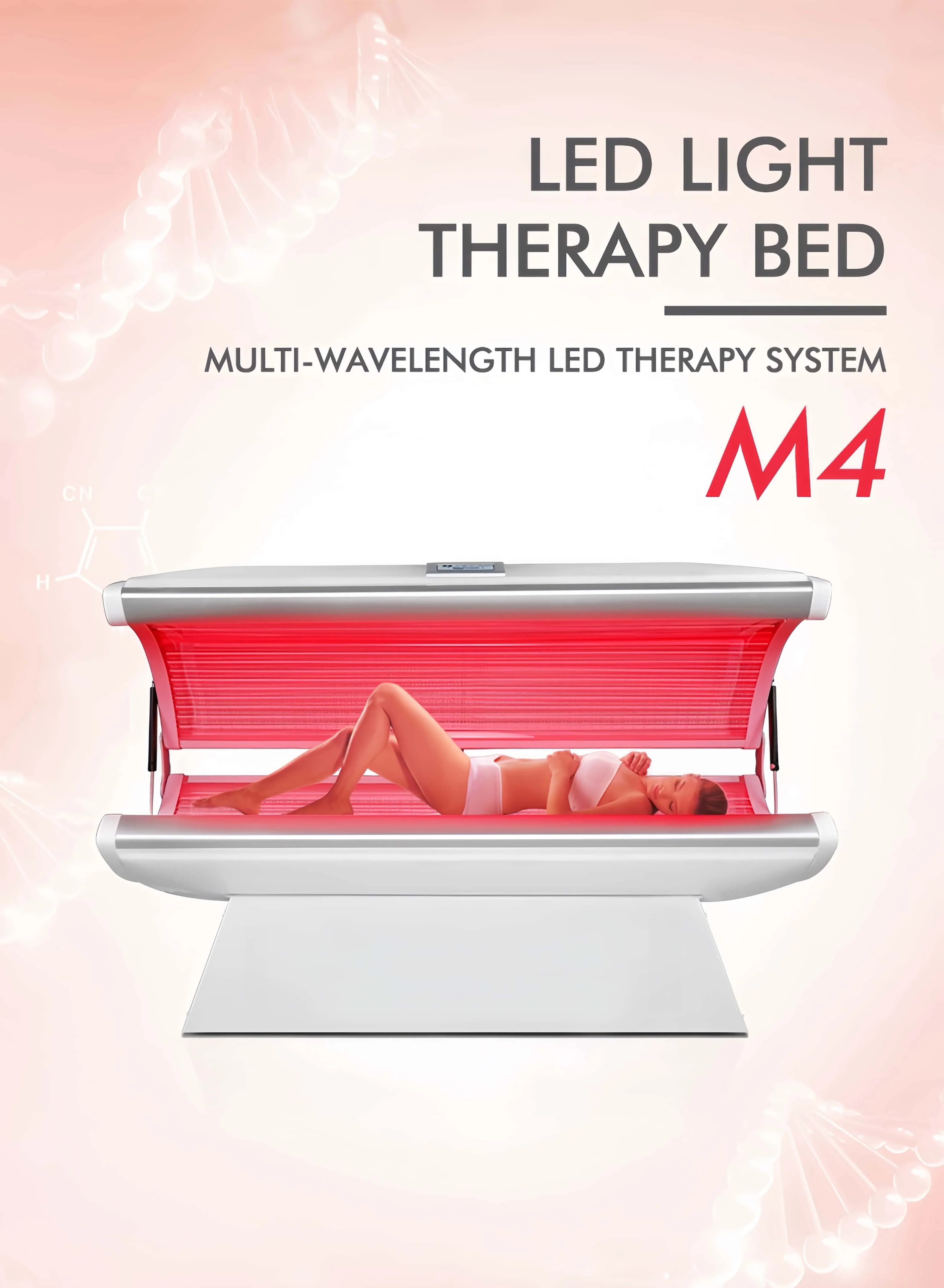 Full Body Red Light Therapy Bed Professional Phototherapy Device 6 <h3><strong>TECHNICAL SPECIFICATIONS</strong></h3> Input Voltage: AC110V-240V, 50/60Hz Power: 2400W LED Lamps: 273 high-intensity LEDs Light Source:24 x 100W Reflector Lamps Wavelength:633nm Red Light Lamp Brand:Cosmedico (Germany) Lamp Wattage:180 W Session Time:15–20 minutes recommended Packing Size: 192*86*99CM Gross Weight: 110kg Warranty:36-month warranty Full Body Red Light Therapy Bed Professional Phototherapy Device