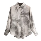 Buttons Shirt 2021 Fashion Long Sleeve Buttons Leisure Women Shirt Print Chinese Style Wash Paintng Tops