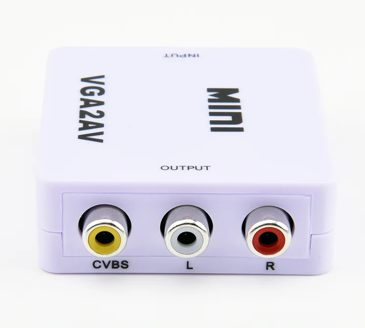 Mini Small White Box Vga2av Vga To Rca Media Converter Audio And Video