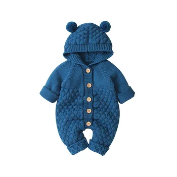 Mimixiong Knitted Toddler Clothing Baby Romper Jumpsuit Outfits Long Sleeve Hoodie Baby Clothes Newborn For Boy And Girl