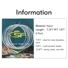 SF Pre-Tied Loop Fly Fishing Tapered Leader Nylon Fishing Line 6 Packs 7.5ft 9ft 12ft 0X 1X 2X 3X 4X 5X 6X 7X
