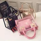 Clutch Purse Transparent Handbag 2pcs Women Fashion Shoulder Bag Clear Jelly Clutch Purse