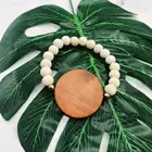 Beads Bracelet Bracelet Personalized Monogram Blank Disc Wooden Beads Stretch Bracelet