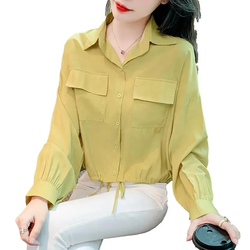 High-quality women's overalls shirts women's fitted long-sleeved blouses women's subordinate v-neck sexy top