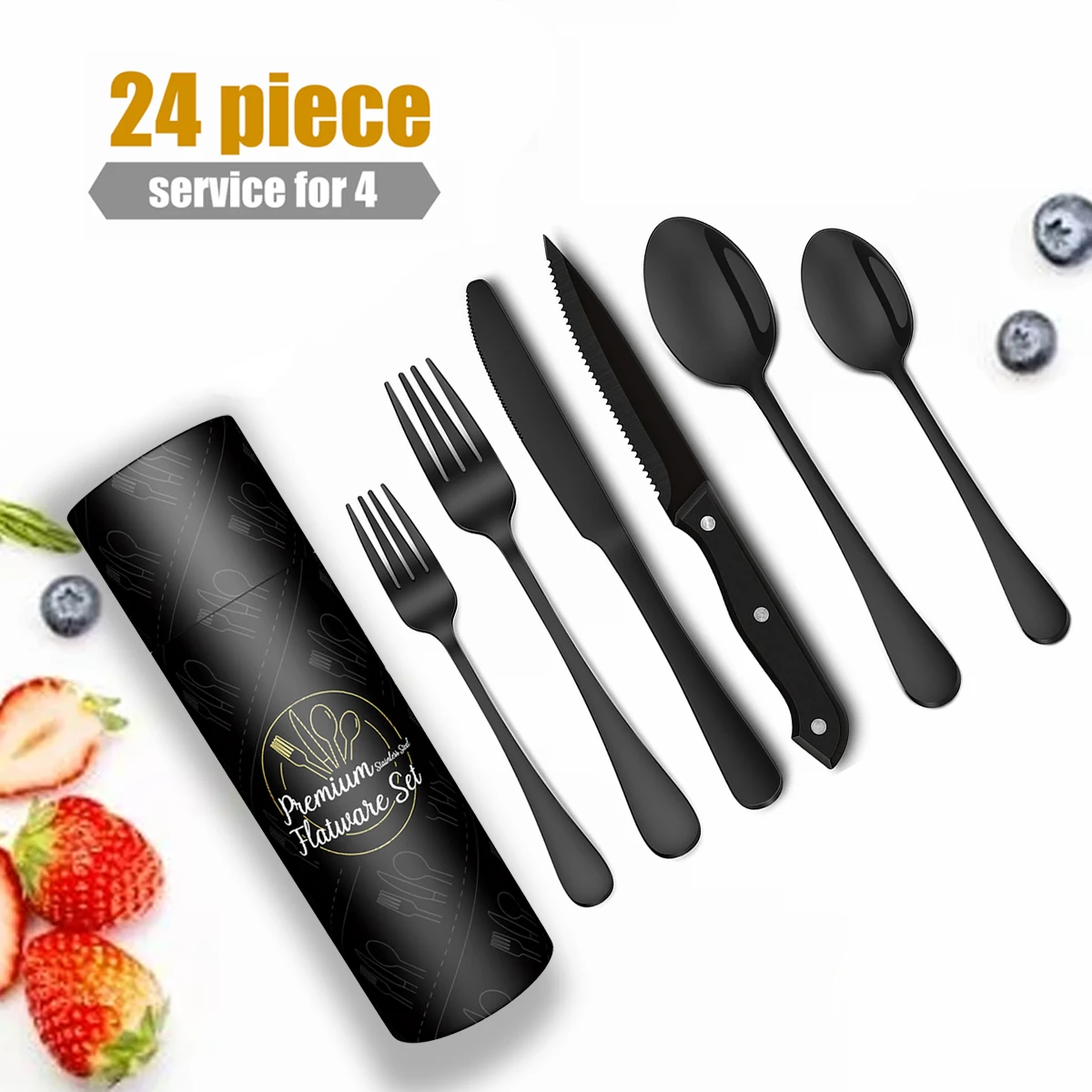 Wholesale Luxury Knife Kitchen Restaurant Couvert Stainless Steel Bestek Cutlery Spoon And Fork Set With Gift Box - Buy Black Flatware Set,Customized 304 Stainless Steel Flatware Commercial Metal Cutlery