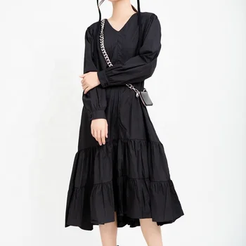 2020 New Web Celebrity Women's Dress Long Sleeve Dress With Ruffled Lotus Leaf For Women