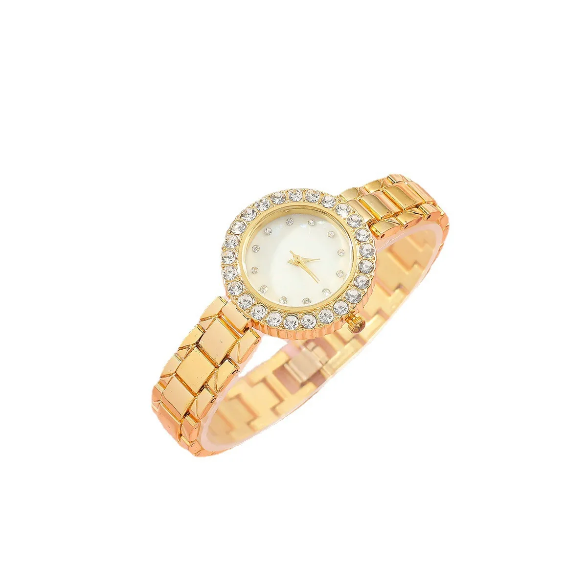 5pcs/set zircon earrings necklace jewelry set Stainless steel gold women's watch Simple jewelry accessory gift