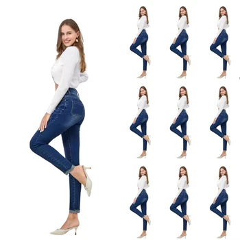 women's high waist slim fit stretch jeans new fashion blue black fall leggings cotton high waist pants summer