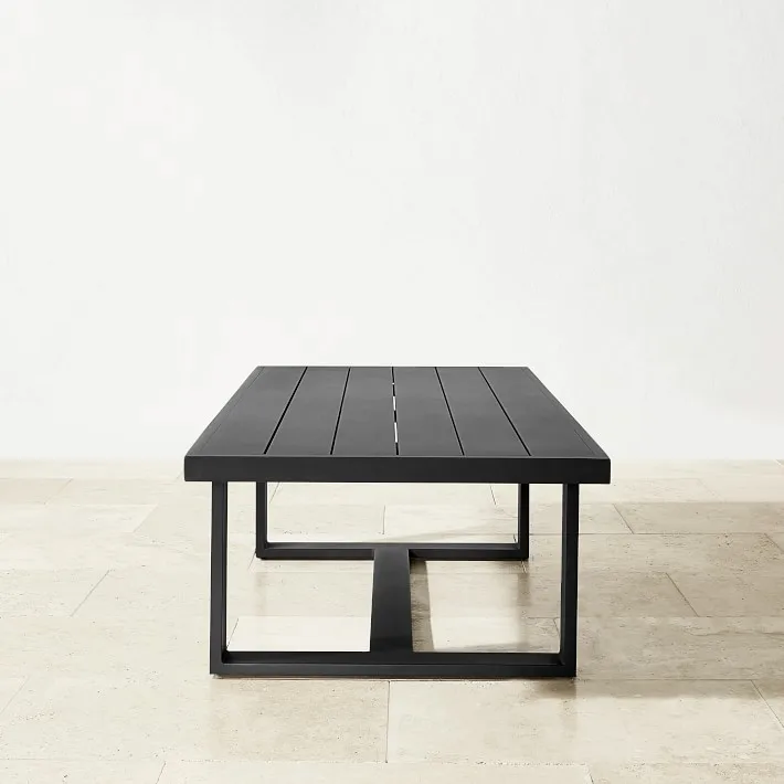 hotel outdoor furniture Crafted of enduring Aluminum frame outside garden set rectangle Metal Coffee Table