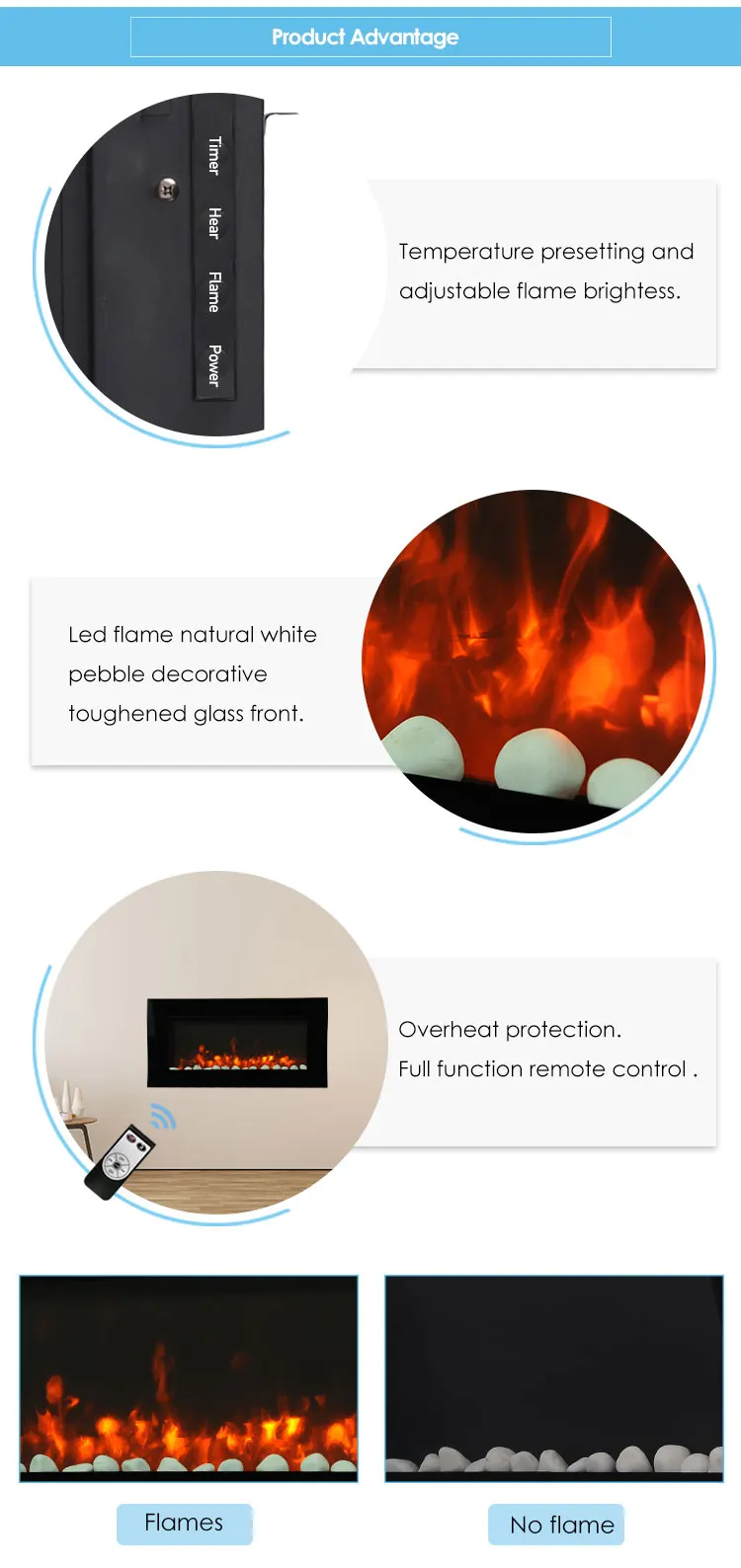 Electric Fireplace, 220V-240V, 1000W - detail 8
