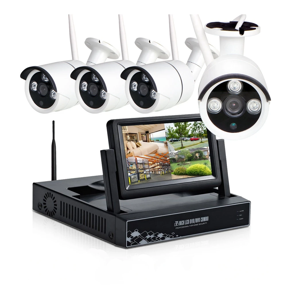 Wireless CCTV Camera Kit Home Security System with 7inch LCD Monitor DVR Motion 