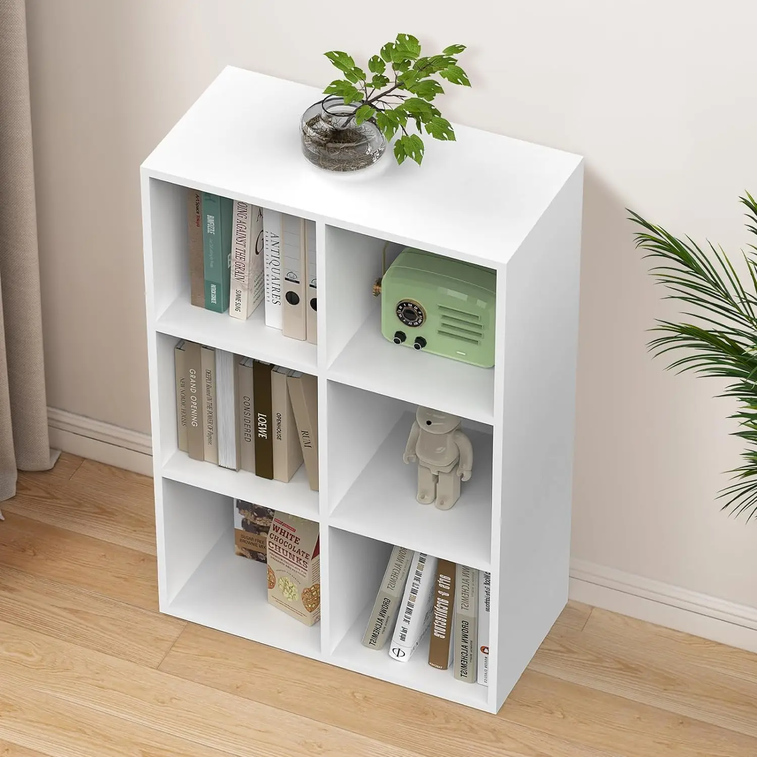 3 Tier Cube Bookshelf Storage Cabinet Wooden Bookcase, Multipurpose Bookcase Open Display Shelf Modern Bookcase Suitable for Li