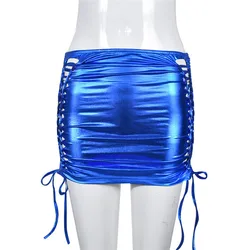 Lace-Up Hip Skirts Women Sexy Hollow Out Skinny Streetwear Y2K All-Matching Party Skirt