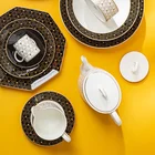 Dishes Plates Ceramic High Quality Luxury 11" Ceramic Serving Platter Dinnerware Set Bone China Plate And Dish