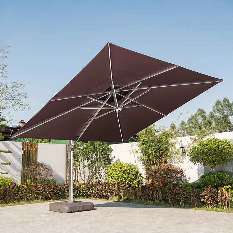 11ft Restaurant Outdoor Solar Panel Large Parasol 3.5m Duty Aluminum Led Lights - Buy 3.5m Led Lights Outdoor Parasol Umbrella,Big Parasol Umbrella Outdoor 3.5m Led Lights,11ft Outdoor Parasol With