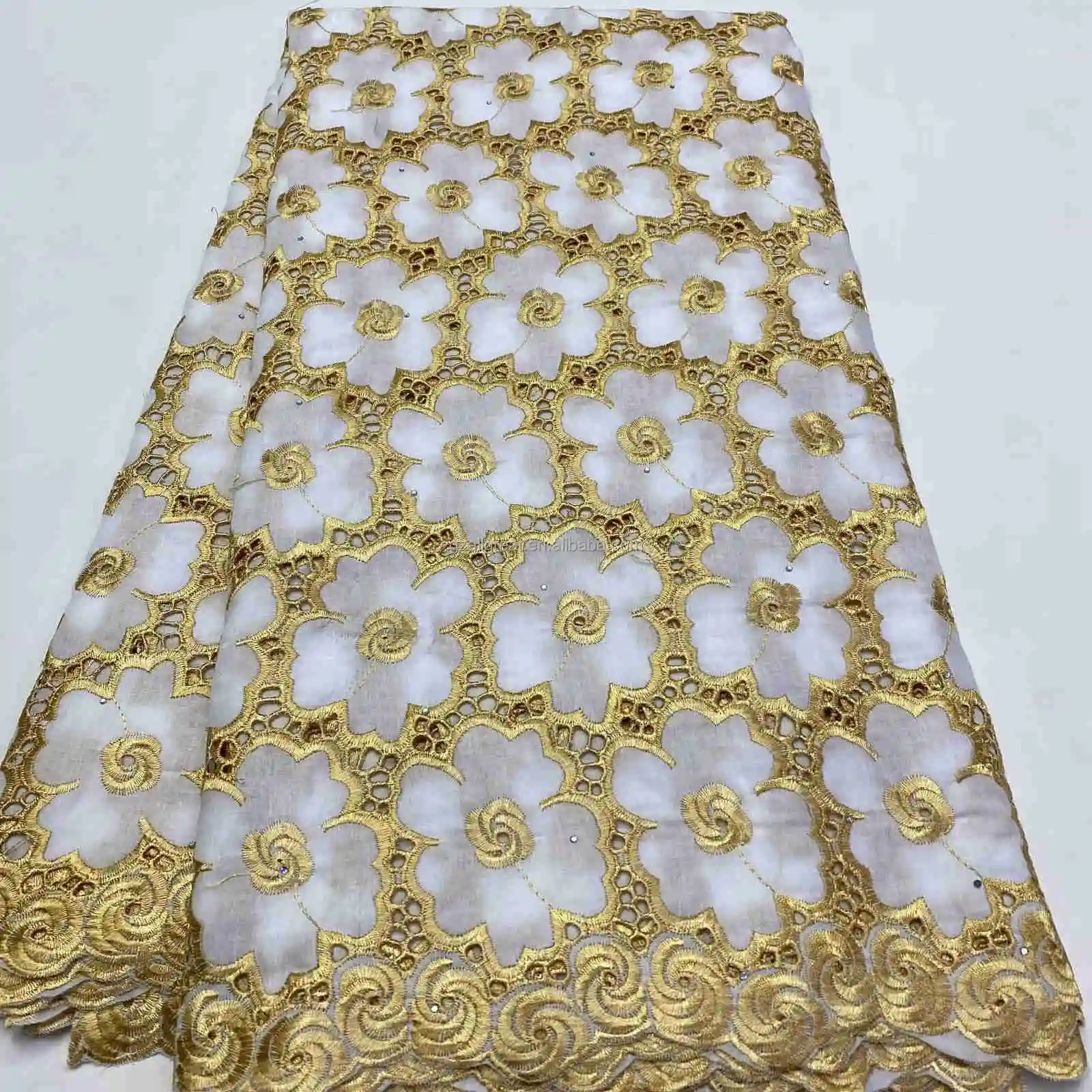 An African Cotton Lace Fabric High Quality Swiss Voile